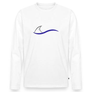 Requin Fin Hai Performance Drôle - T-shirt manches longues Premium bio Homme - blanc - Devant - Nico (187cm)