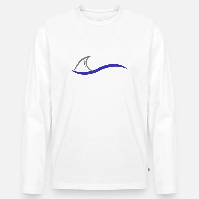 Haifischflosse Hai Performance Lustig - Männer Premium Bio Langarmshirt - Weiß