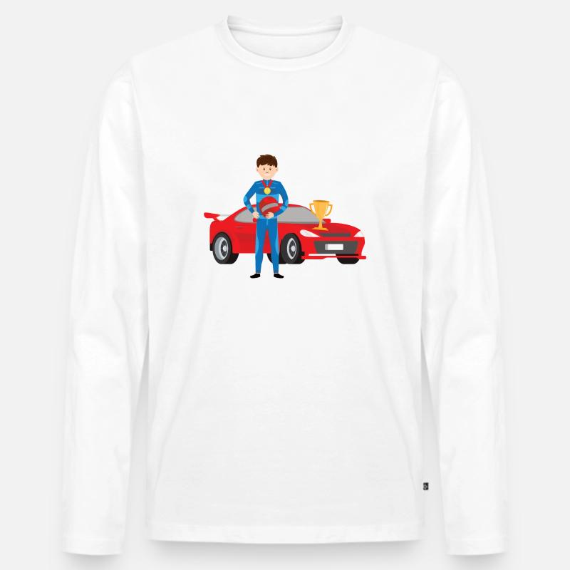 Rennfahrer dulli - Männer Premium Bio Langarmshirt - Weiß