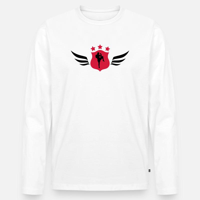 Kickboxen / Kickboxing / Kickboxer / Kick Boxing - Männer Premium Bio Langarmshirt - Weiß