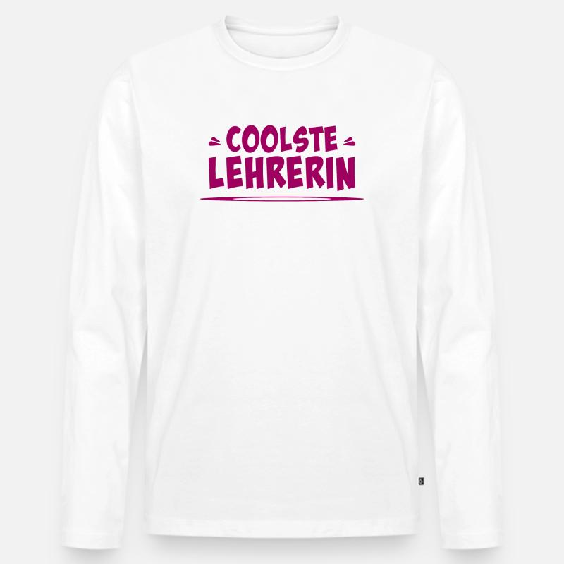 coolste lehrerin - Männer Premium Bio Langarmshirt - Weiß