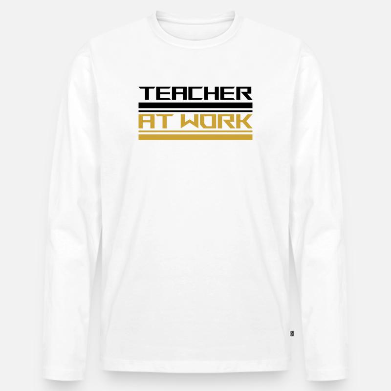 Teacher at work black - Männer Premium Bio Langarmshirt - Weiß