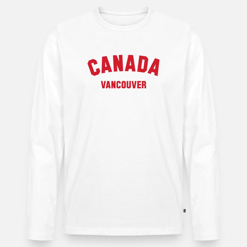 VANCOUVER, Canada Kanada - Männer Premium Bio Langarmshirt - Weiß