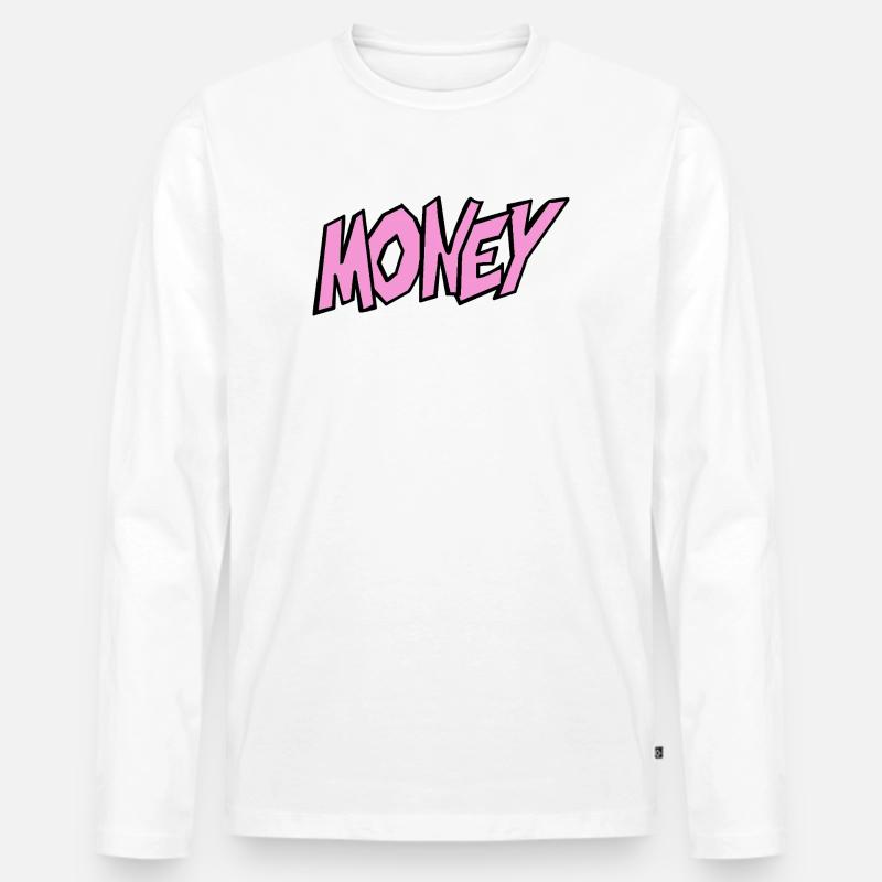Geld-Illustration mit Lebendiger Typografie - Männer Premium Bio Langarmshirt - Weiß