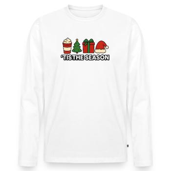 C’est la saison Équipe de Noël festive - T-shirt manches longues Premium bio Homme - blanc - Devant - Nico (187cm)