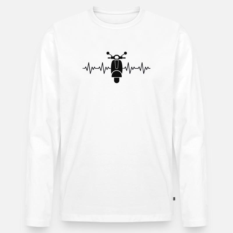 Moped Motorroller EKG Herzschlag Herzfrequenz - Männer Premium Bio Langarmshirt - Weiß