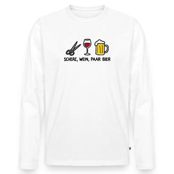 Schere Wein Paar Bier Lustiges Party Wortspiel - Männer Premium Bio Langarmshirt - Weiß - Vorne - Nico (187cm)