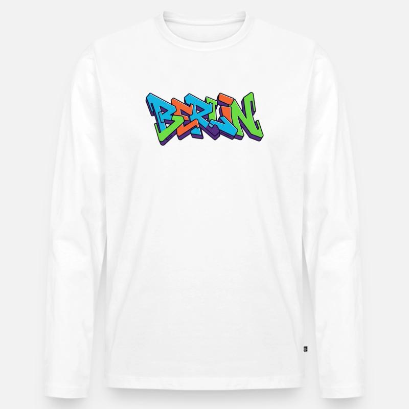 Berliner Straßen Graffiti Farbexplosion - Männer Premium Bio Langarmshirt - Weiß
