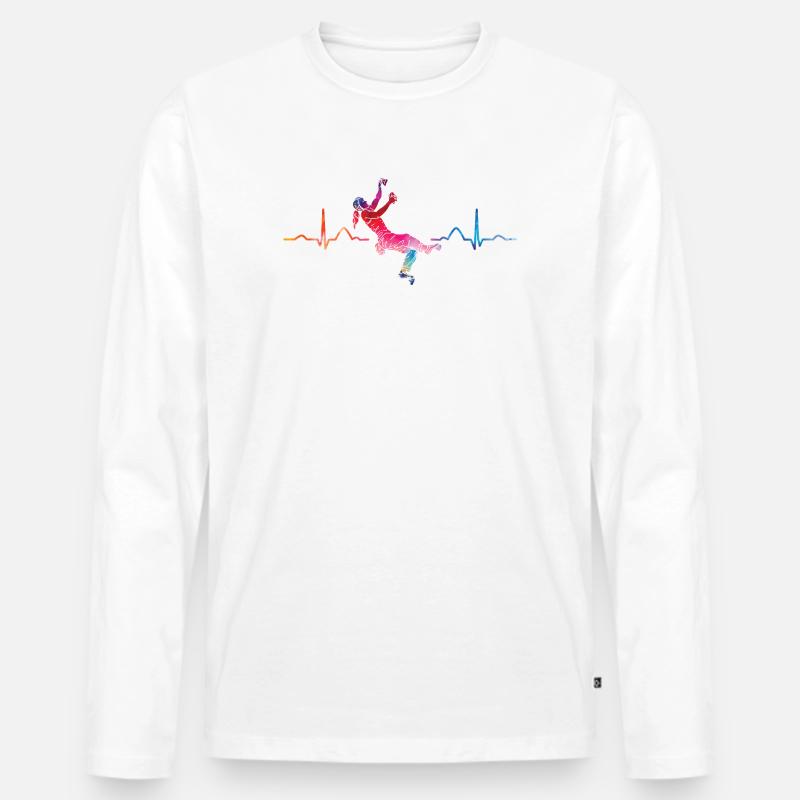 Boulderer Herzschlag Boulder Bouldern - Männer Premium Bio Langarmshirt - Weiß