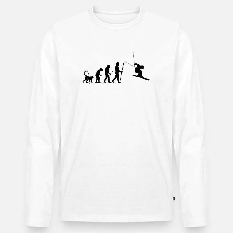 Skifahrer Evolution - Männer Premium Bio Langarmshirt - Weiß