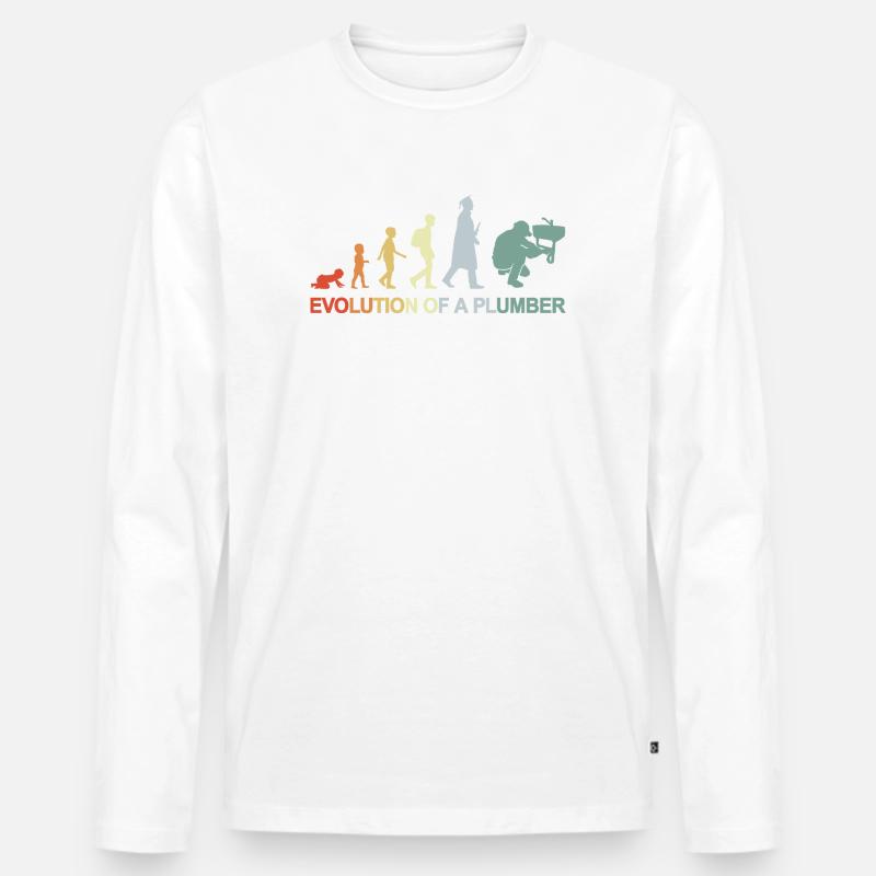 Klempner Evolution - Männer Premium Bio Langarmshirt - Weiß