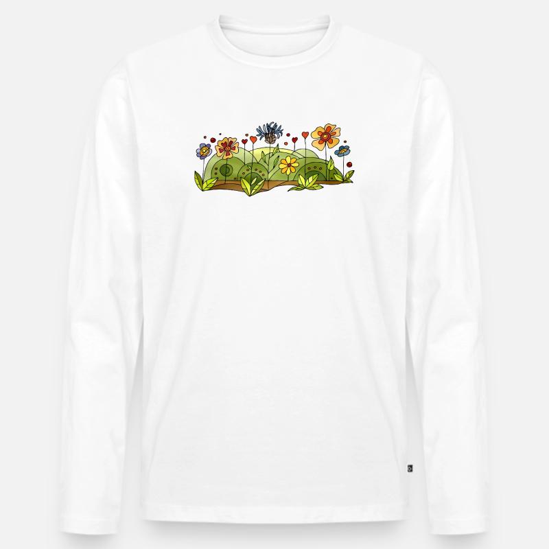 Blumen - Männer Premium Bio Langarmshirt - Weiß