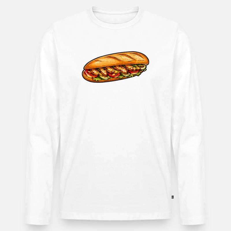 Frisch belegtes Baguette-Sandwich - Männer Premium Bio Langarmshirt - Weiß