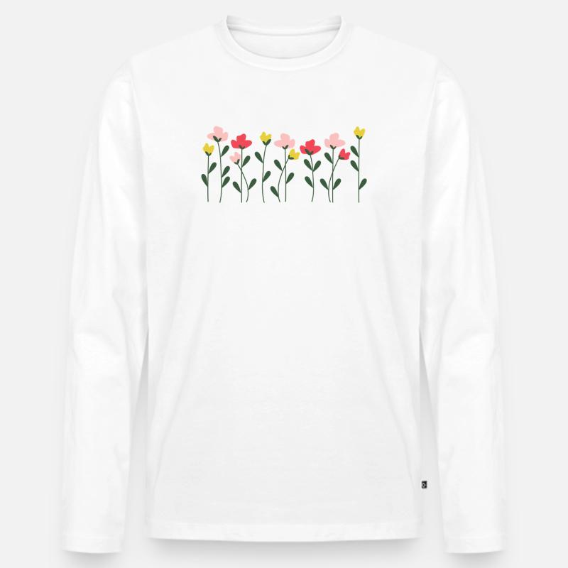 Herzblumen auf minimalem Schwarz - Männer Premium Bio Langarmshirt - Weiß
