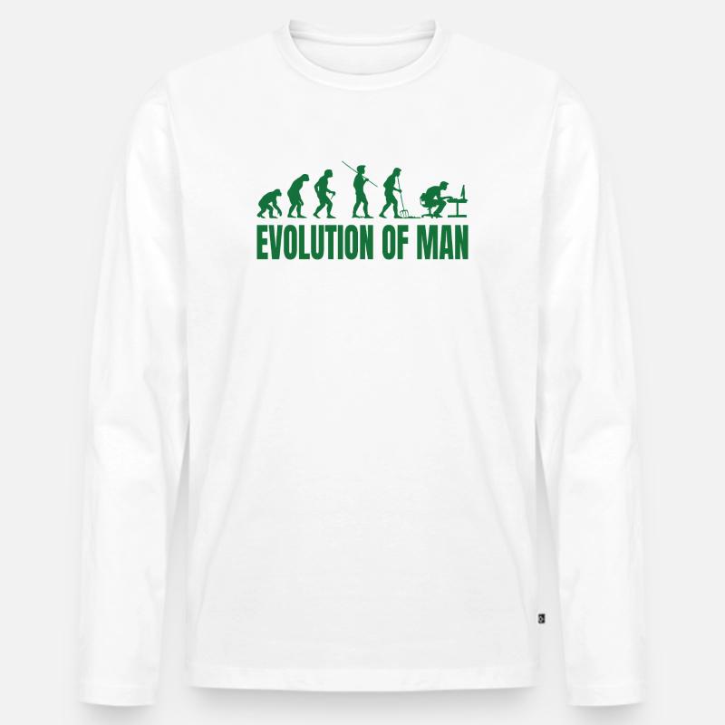 Evolution of Man Programmierer IT - Männer Premium Bio Langarmshirt - Weiß