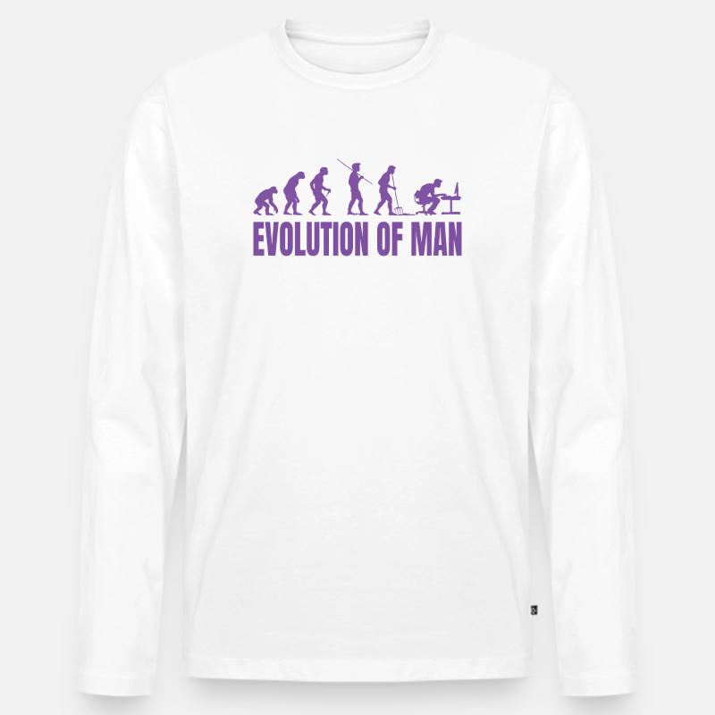 Programmer Computer Freak Evolution Retro - Men's Premium Organic Long Sleeve Shirt - white