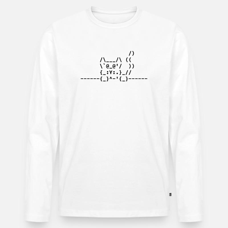 Ascii Katze - Männer Premium Bio Langarmshirt - Weiß
