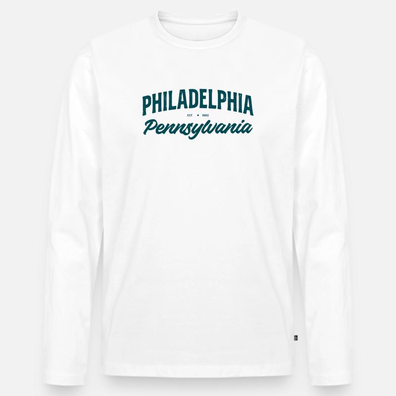 Philadelphia Script Pennsylvania - Männer Premium Bio Langarmshirt - Weiß
