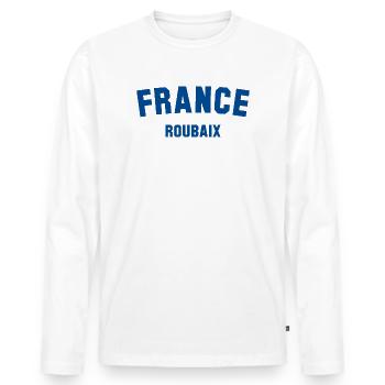 ROUBAIX France Frankreich - Men's Premium Organic Long Sleeve Shirt - white - Front - Nico (187cm)