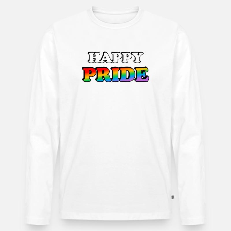 Pride Regenbogen Textdesign - Männer Premium Bio Langarmshirt - Weiß