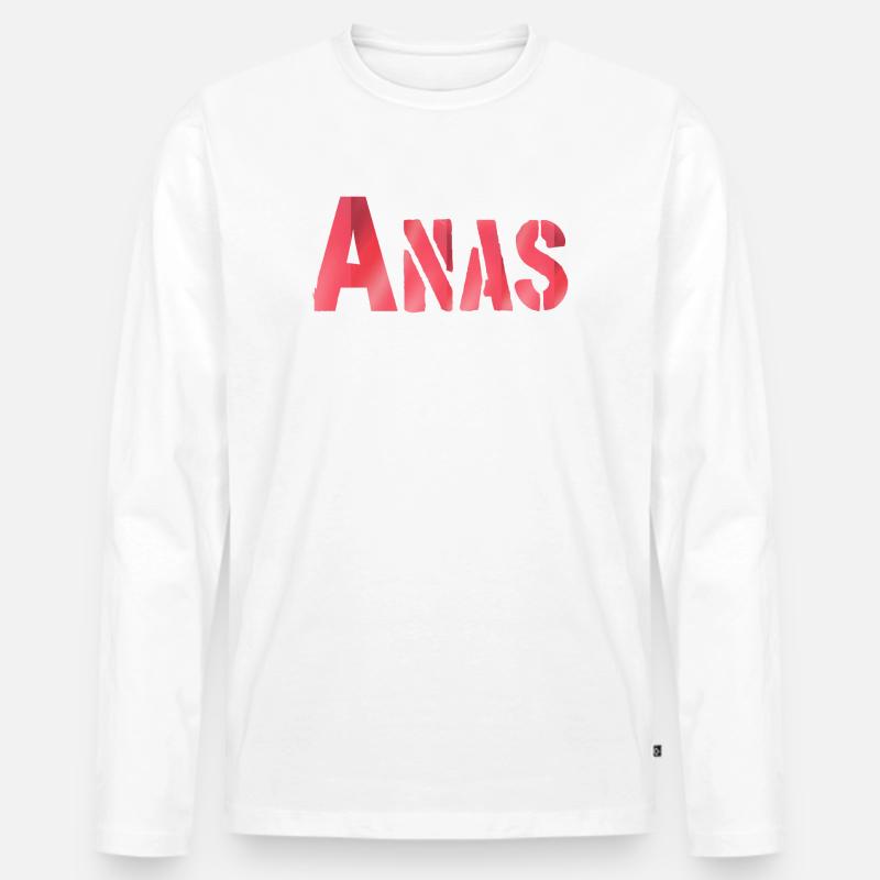 Anas Name Rot text - Männer Premium Bio Langarmshirt - Weiß