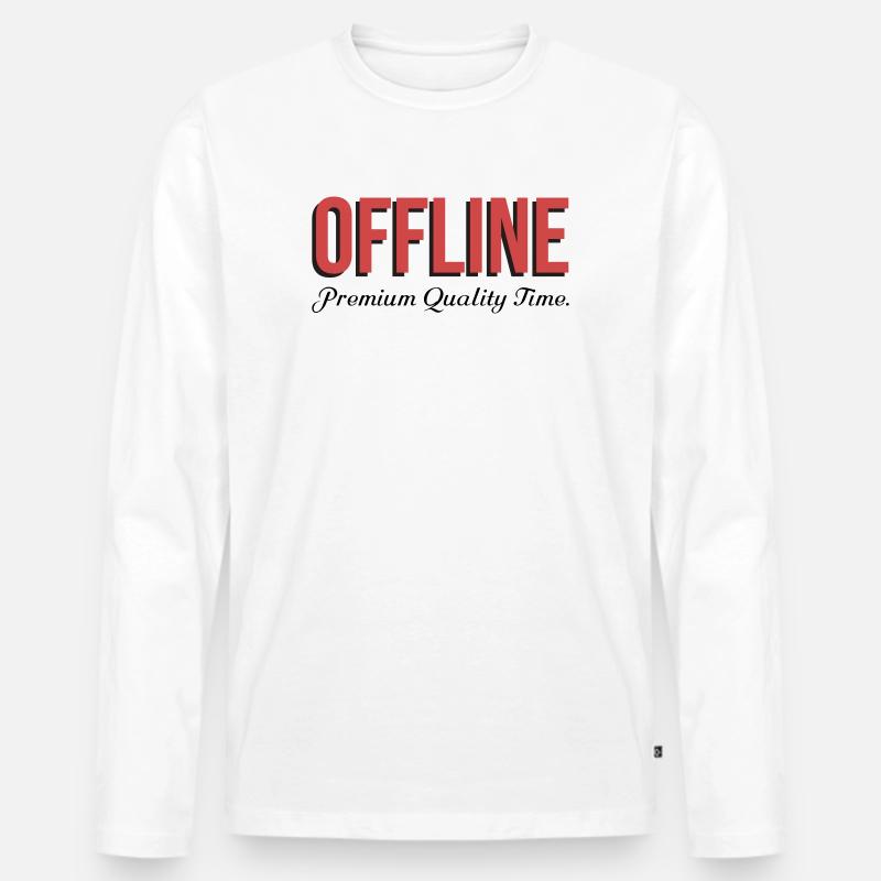 Offline Premium Quality Time Retro - Männer Premium Bio Langarmshirt - Weiß