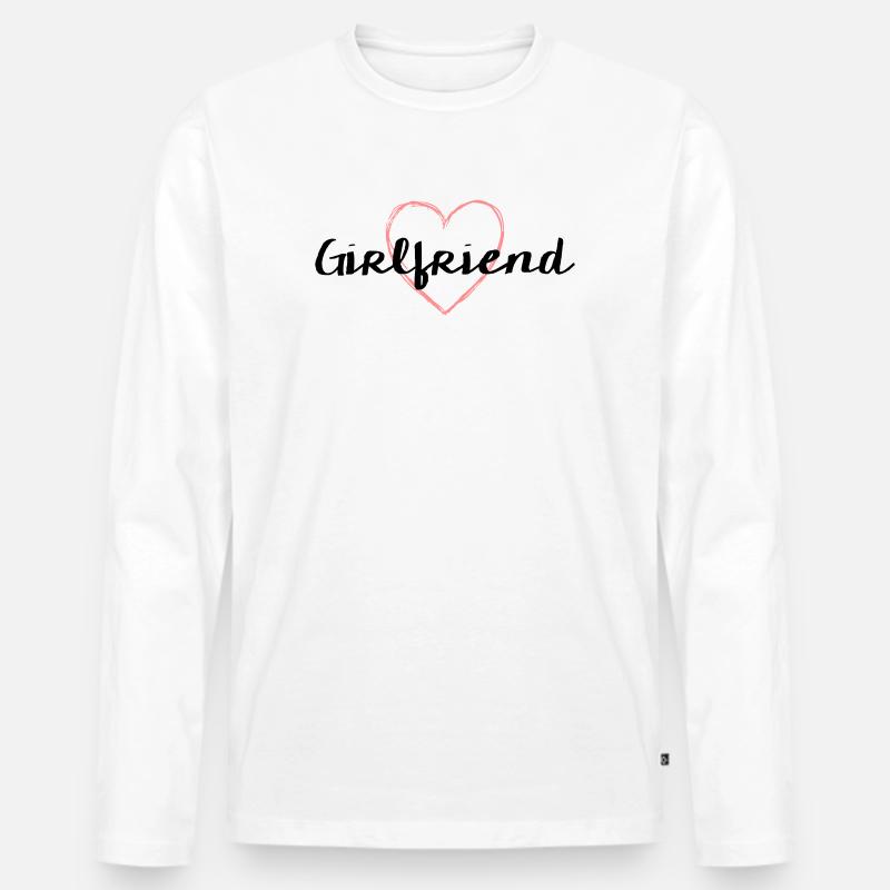 Girlfriend Herz Junggesellenabschied - Männer Premium Bio Langarmshirt - Weiß