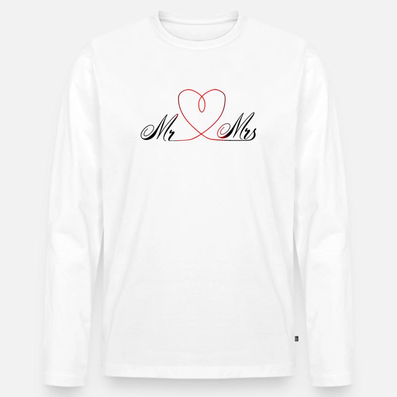 Mr. & Mrs - Männer Premium Bio Langarmshirt - Weiß