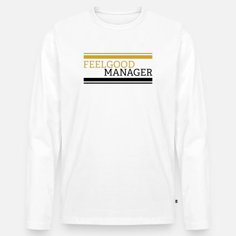 Feelgood manager white tshirt - Männer Premium Bio Langarmshirt - Weiß