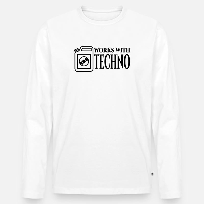 Techno - Männer Premium Bio Langarmshirt - Weiß