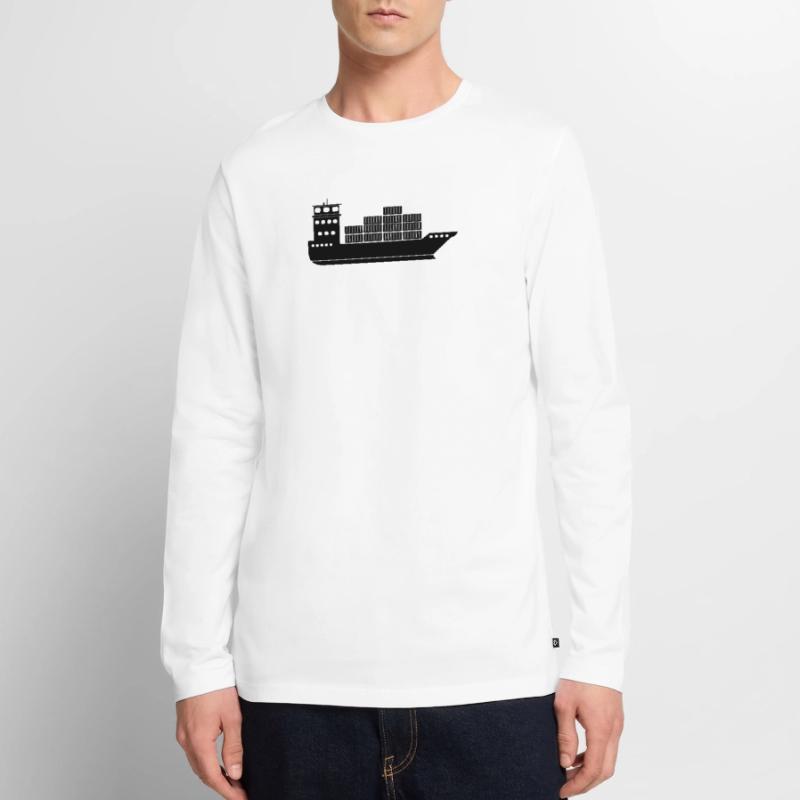 Seecontainerschiff oder Boot mit Containern Männer Premium Bio Langarmshirt