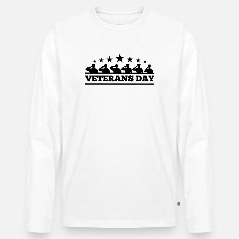 Emblem Veterans Day - Männer Premium Bio Langarmshirt - Weiß