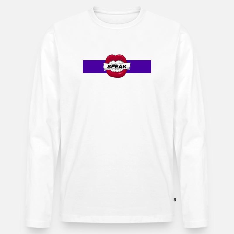 Speak - Männer Premium Bio Langarmshirt - Weiß
