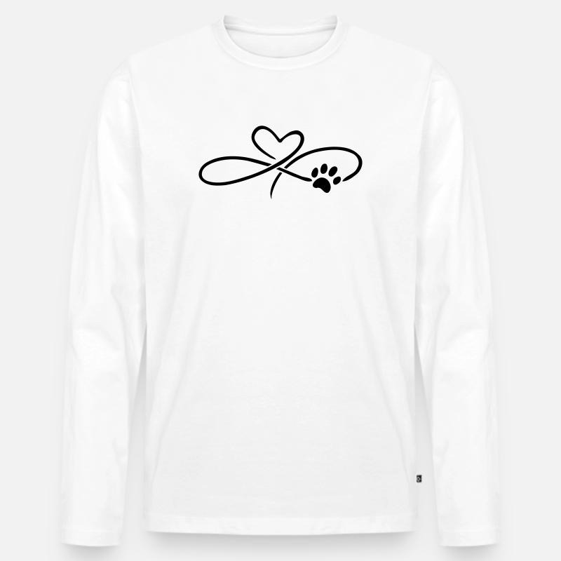 Infinity Herz mit Pfote Katze Hund - Männer Premium Bio Langarmshirt - Weiß