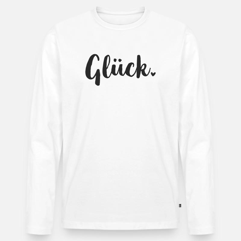 Glück Statement - Männer Premium Bio Langarmshirt - Weiß
