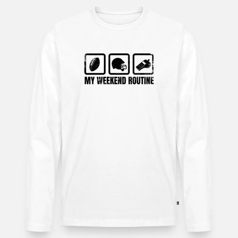 Football Wochenendroutine - Männer Premium Bio Langarmshirt - Weiß