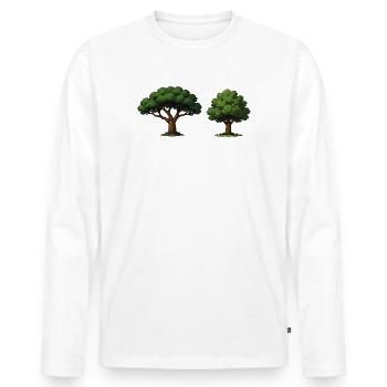 Duo d’arbres pommier en équilibre - T-shirt manches longues Premium bio Homme - blanc - Devant - Nico (187cm)