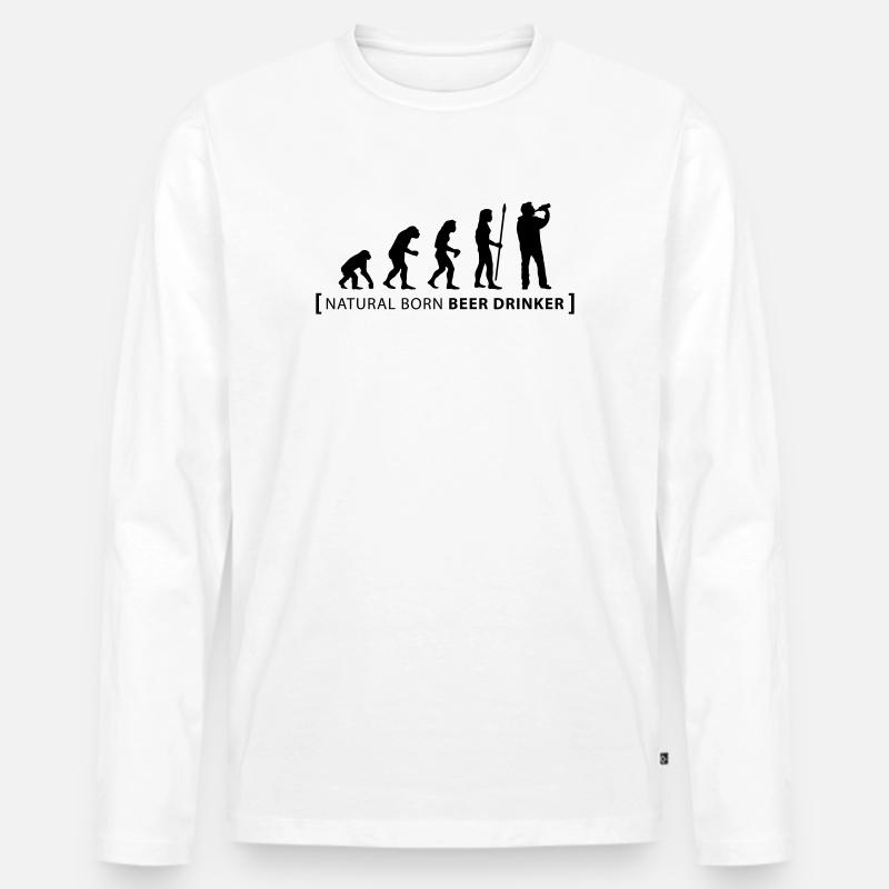 evolution_beer_drinker - Men's Premium Organic Long Sleeve Shirt - white