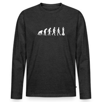 Schach Schachbrett Evolution Club Verein Geschenk - Männer Premium Bio Langarmshirt - Anthrazit meliert - Vorne - Nico (187cm)