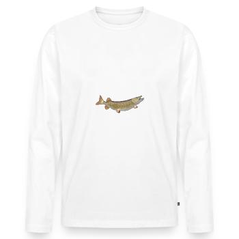 Funny Northern Pike Fishing Freshwater Fish Gift - Men's Premium Organic Long Sleeve Shirt - white - Front - Nico (187cm)