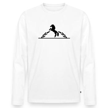 Cheval cabré en demi-couronne de laurier - T-shirt manches longues Premium bio Homme - blanc - Devant - Nico (187cm)