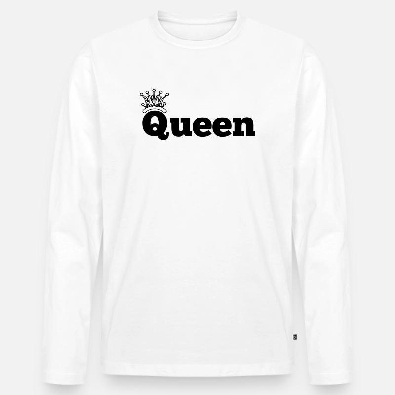 Königin mit Krone - Männer Premium Bio Langarmshirt - Weiß