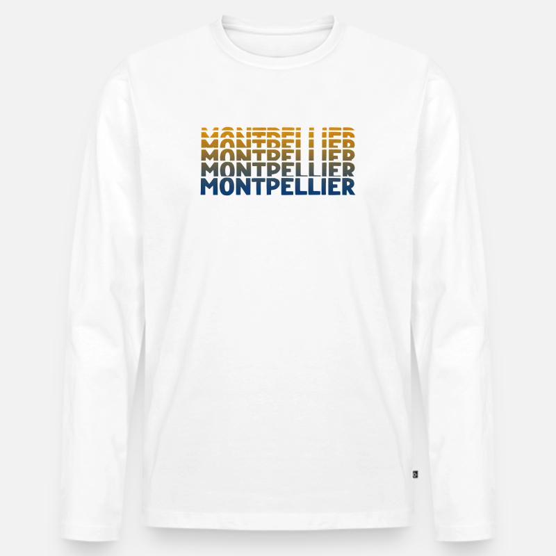 Montpellier Gradient Wortkunst - Männer Premium Bio Langarmshirt - Weiß