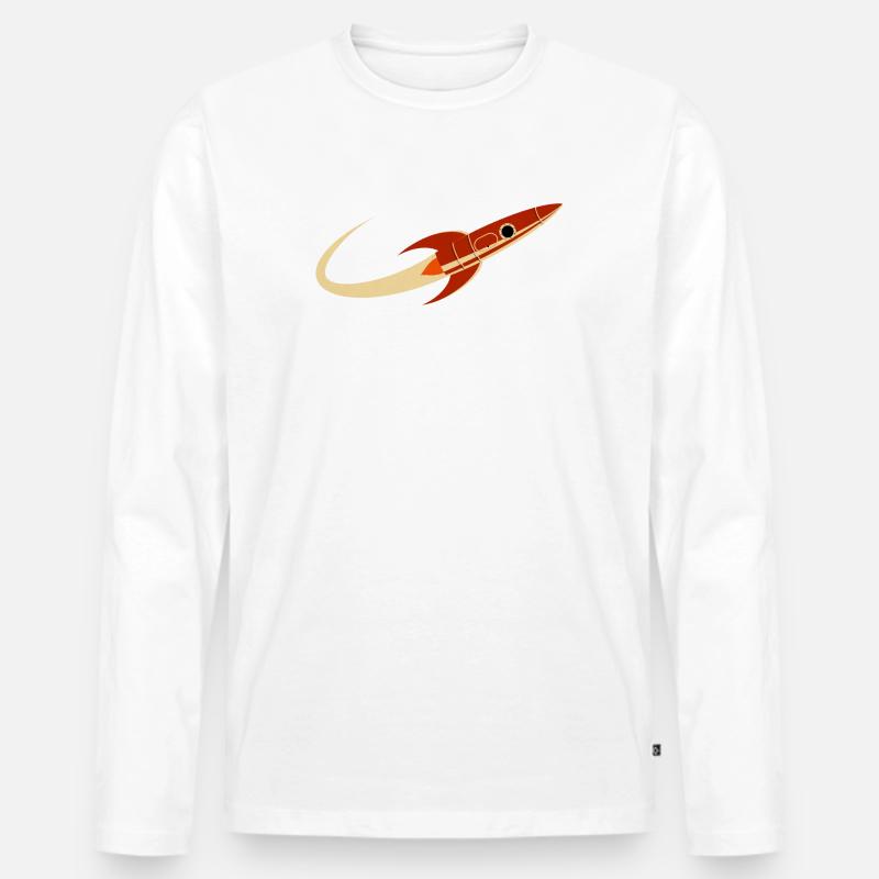 Rote Weltraumrakete - Männer Premium Bio Langarmshirt - Weiß