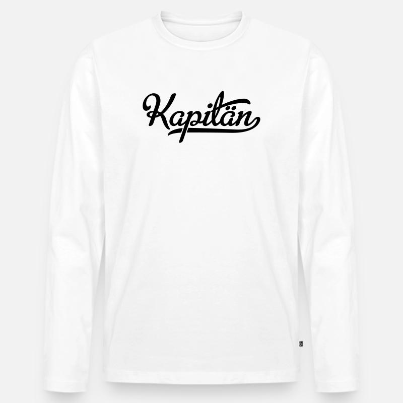 Kapitän - Männer Premium Bio Langarmshirt - Weiß