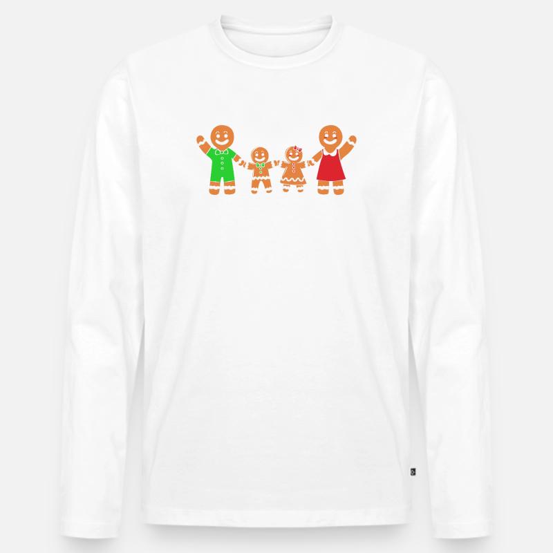 Lebkuchen Weihnachten Lebkuchenmann Gingerbread - Männer Premium Bio Langarmshirt - Weiß