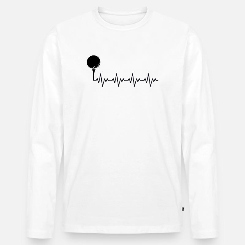 Golf Golfer Golfball EKG Herzschlag Herzfrequenz - Männer Premium Bio Langarmshirt - Weiß