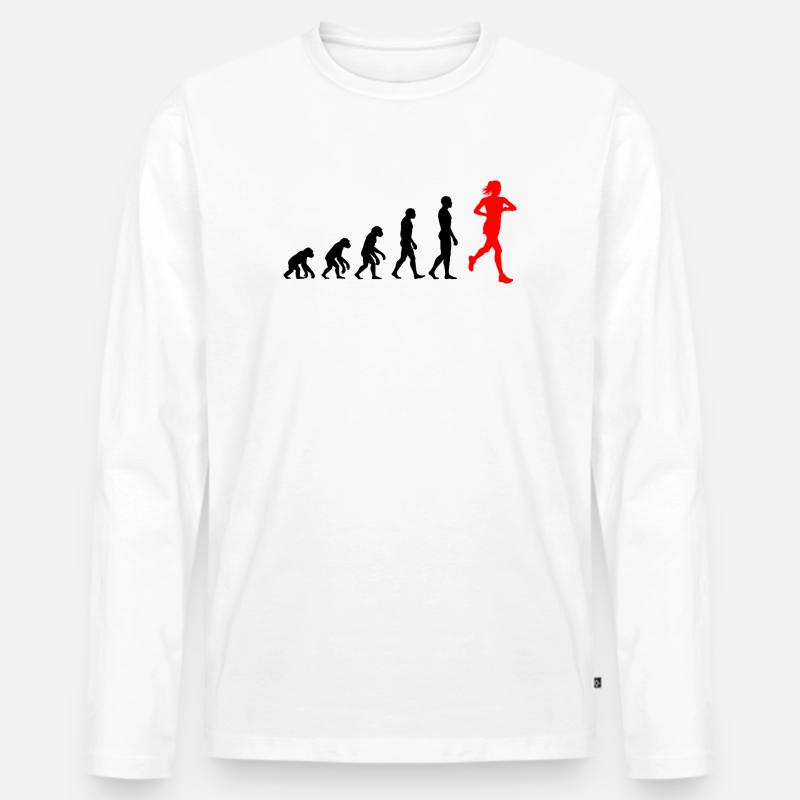 EVOLUTION RUNNERIN POWER! JOGGERIN LÄUFERIN FIT - Männer Premium Bio Langarmshirt - Weiß