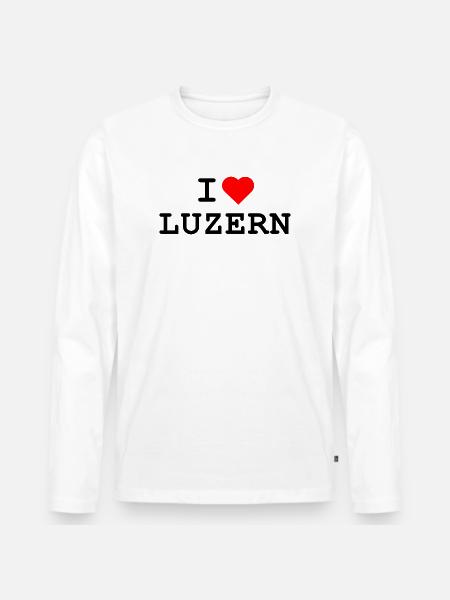 Ich liebe Luzern - J’adore Lucerne - T-shirt manches longues Premium bio Homme - blanc