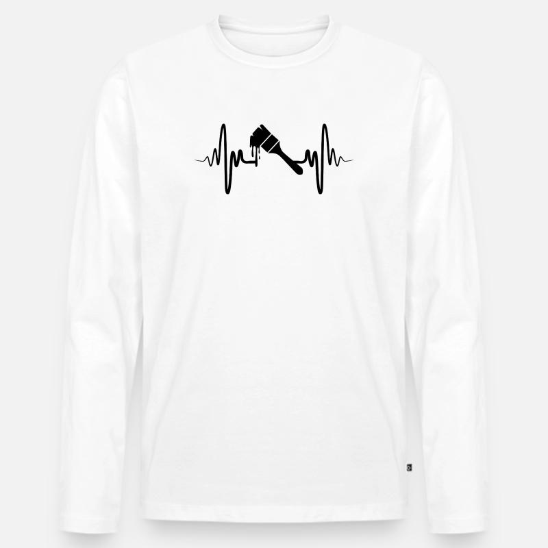Malerpinsel - Männer Premium Bio Langarmshirt - Weiß